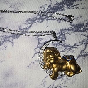 Gold Babyboy Moon Necklace